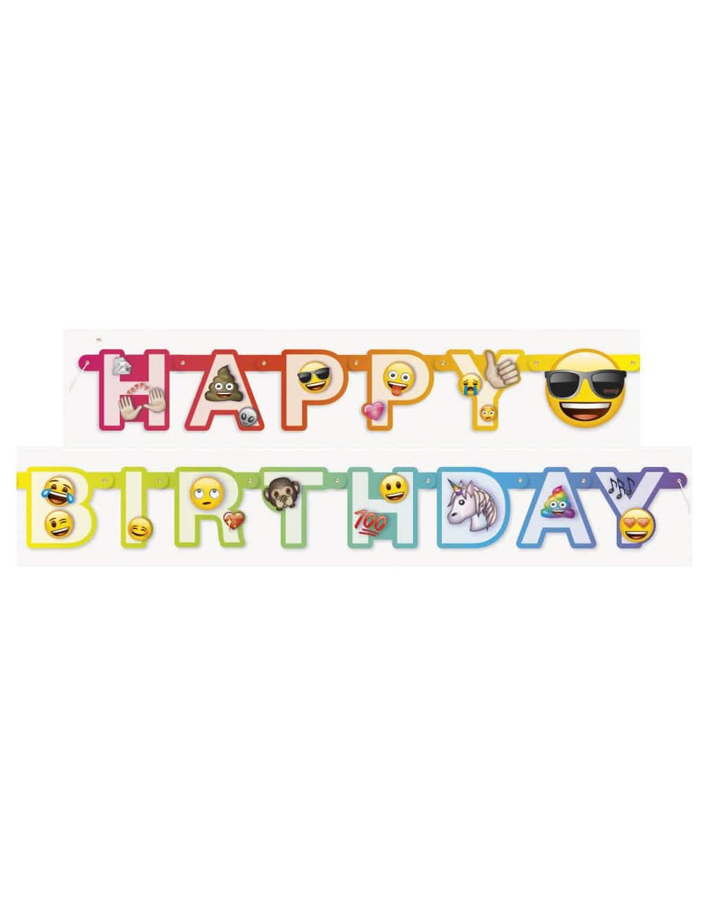Kartonski transparent happy birthday Emoji Rainbow za pisano zabavo