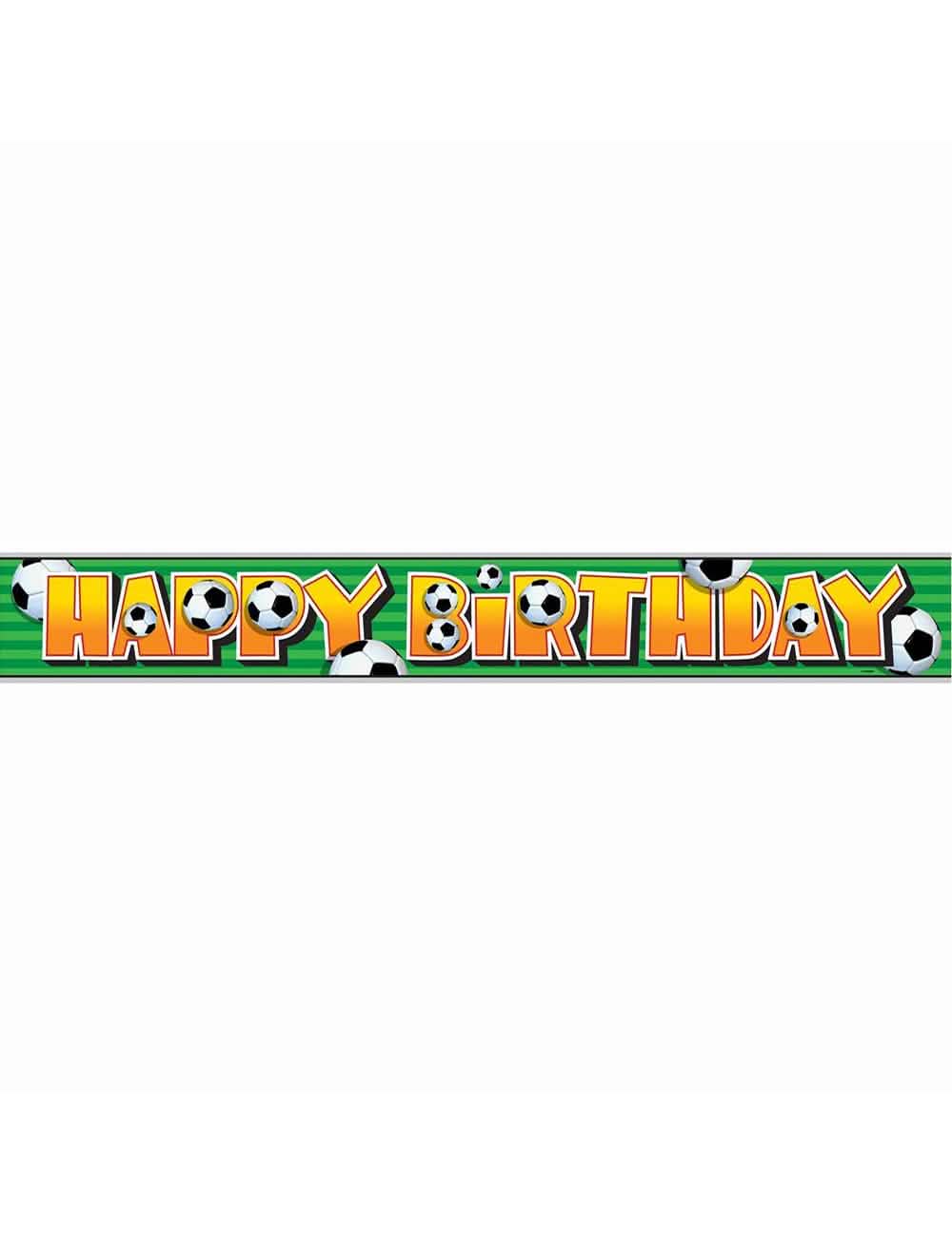 Nogometni 3D napis »happy birthday« za rojstni dan v zeleni in oranžna z nogometnimi baloni