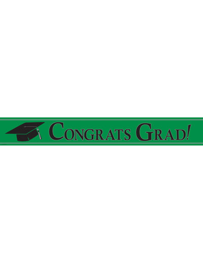 Bannière métallique Congrats Grad pour remise de diplôme vert
