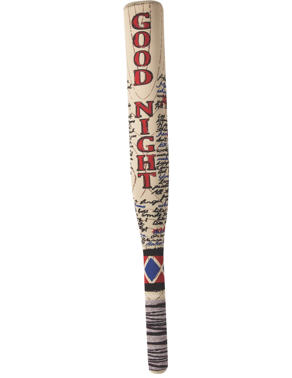 Plišasta palica Harley Quinn za odrasle bež z rdečimi in črnimi napisi Good Night