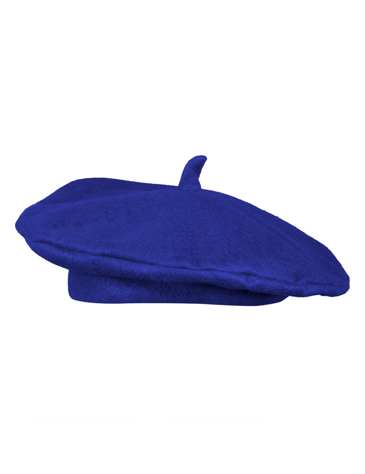 Vue de profil du béret basque pour adulte bleu