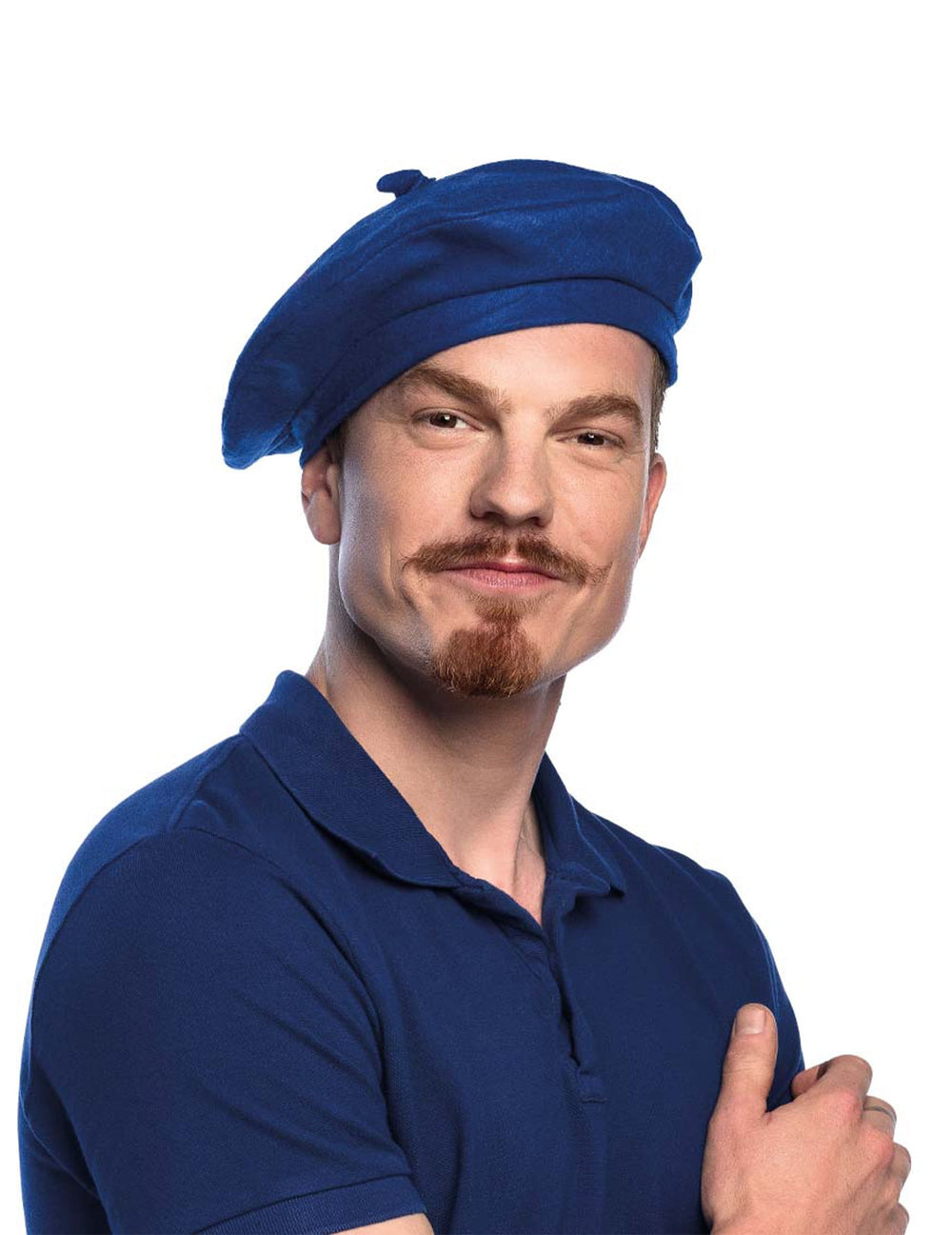 Vue de face du béret basque pour adulte bleu