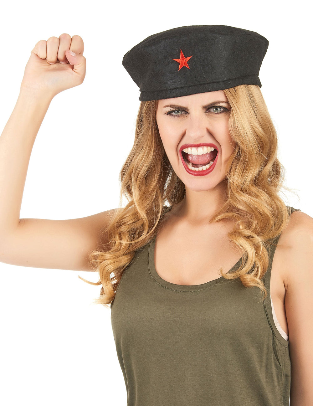 Béret Che Guevara pour adulte noir avec étoile rouge