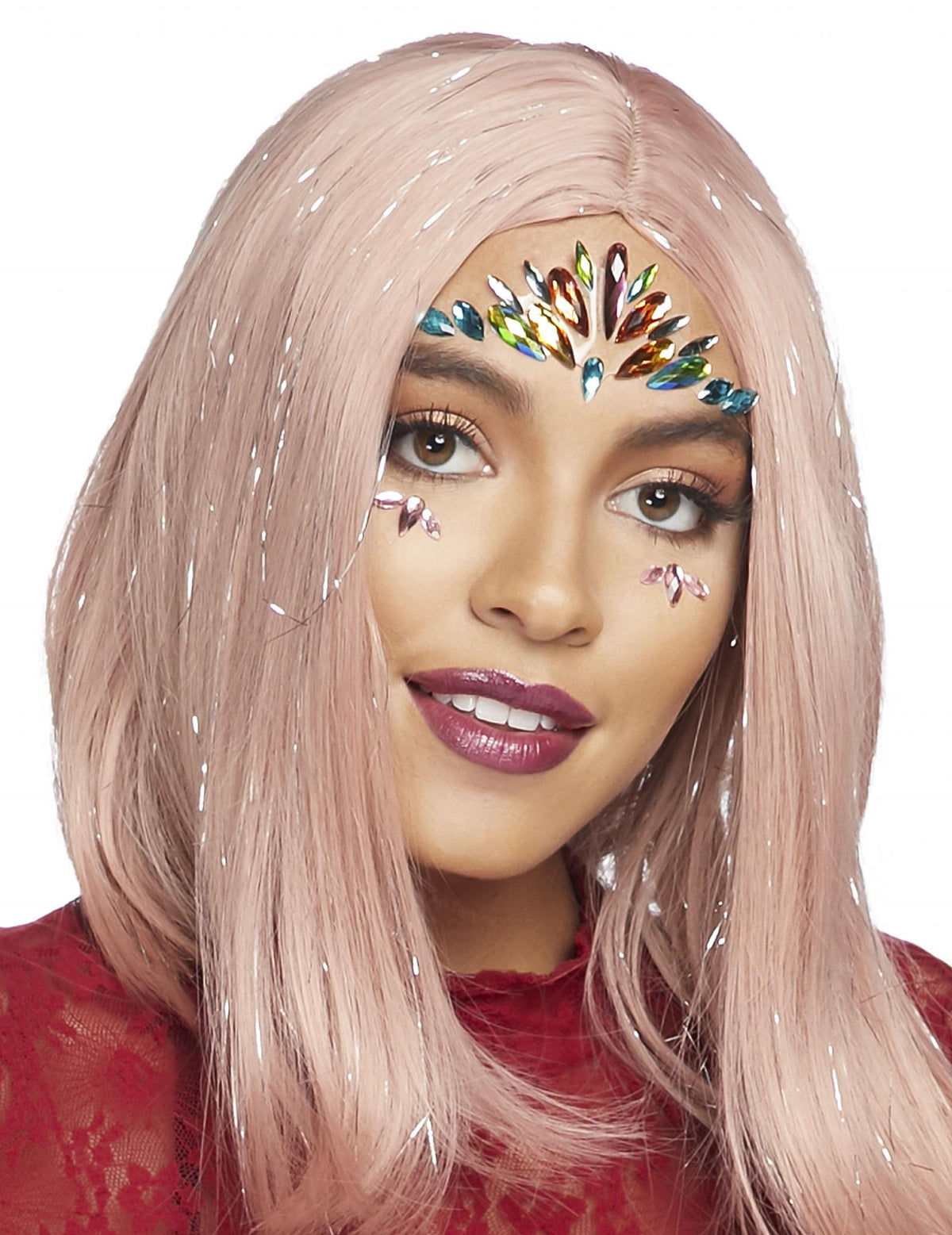 Bijoux pour visage adhésifs multicolores pour femme