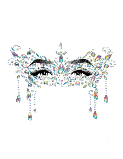 Détail du motif des bijoux pour visage adhésifs loup blanc