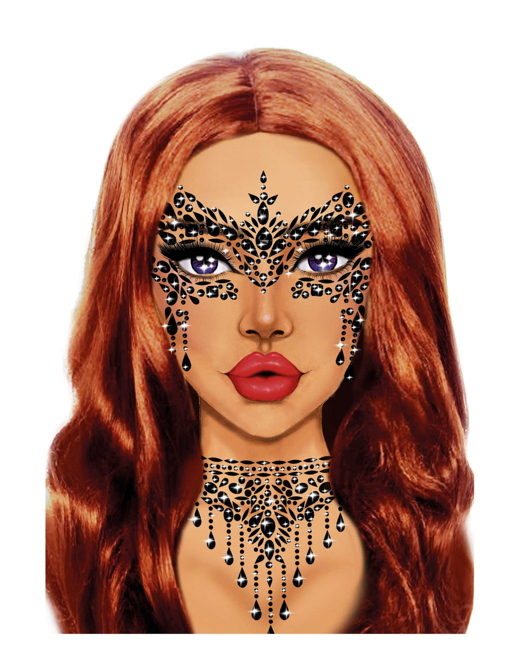 Bijoux pour visage adhésifs loup pour adulte noir