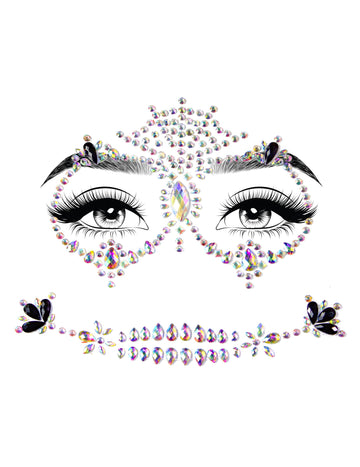 Bijoux pour visage adhésifs multicolores pour adulte strass irisés