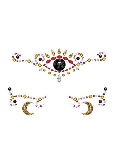 Détail des motifs ornementaux du bijoux pour visage adhésifs voyante