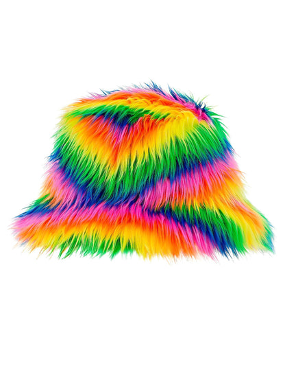 Večbarvni kosmat klobuk za odrasle 