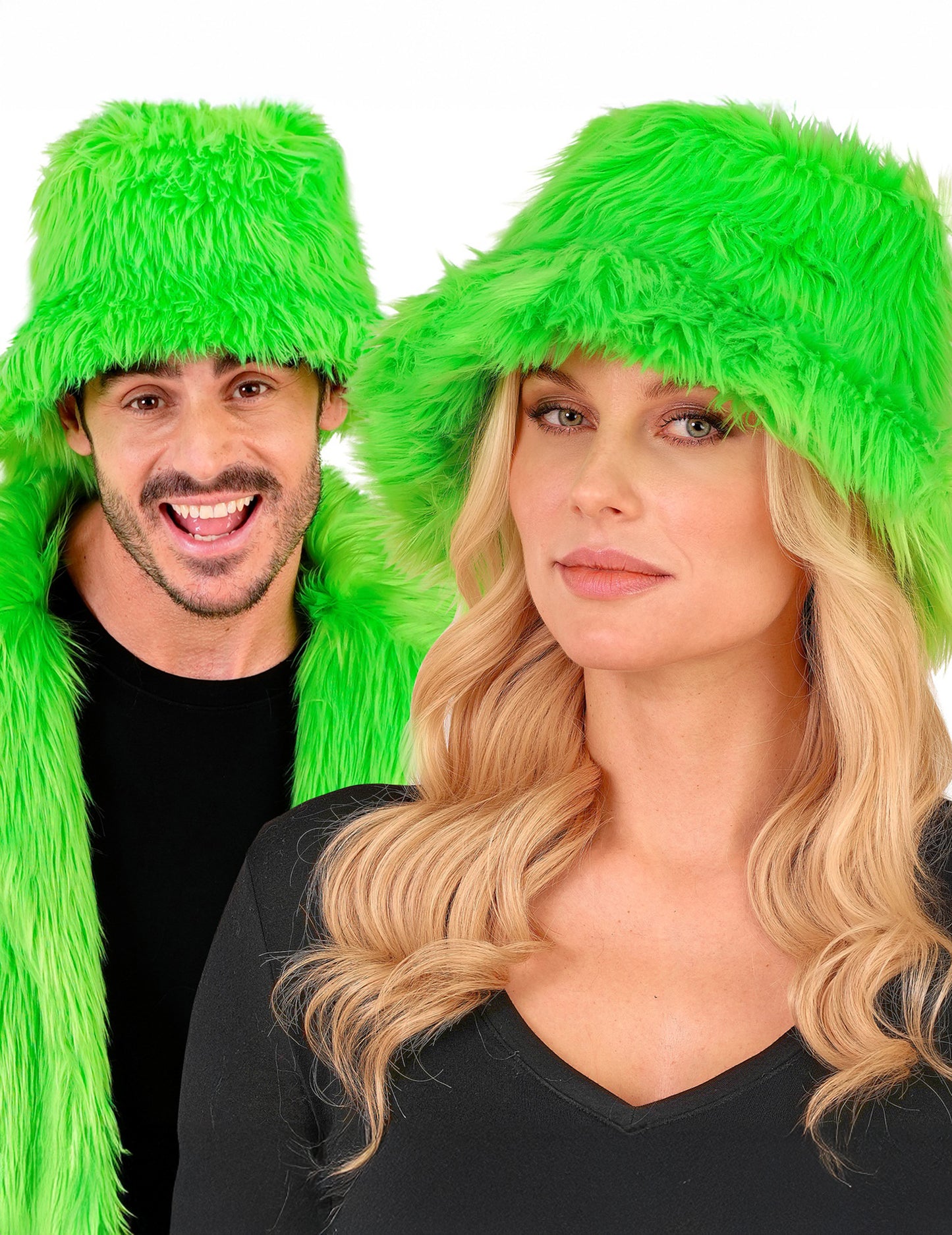 Bob en poils vert fluo adulte