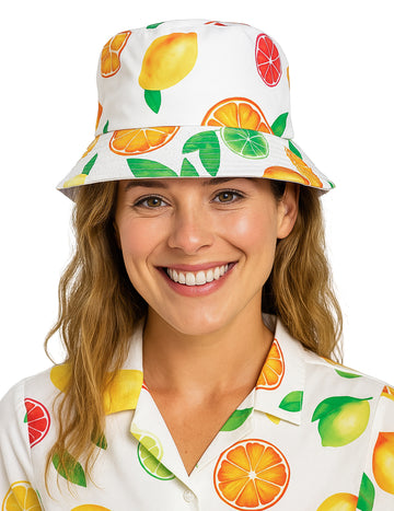 Havajski klobuk z vedri z eksotičnim sadjem tiskanje odrasle osebe