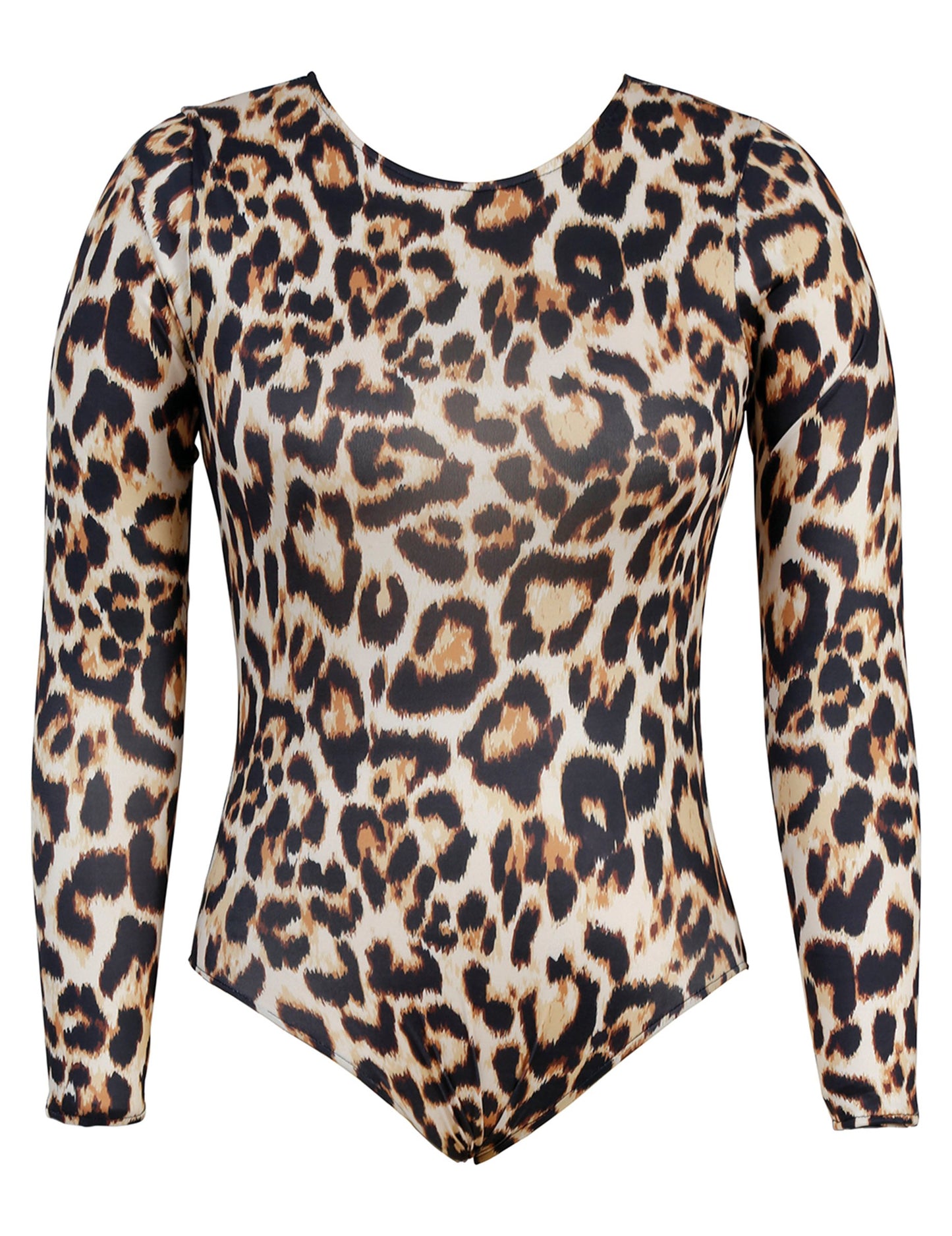 Ženski body z dolgimi rokavi leopardji vzorec 