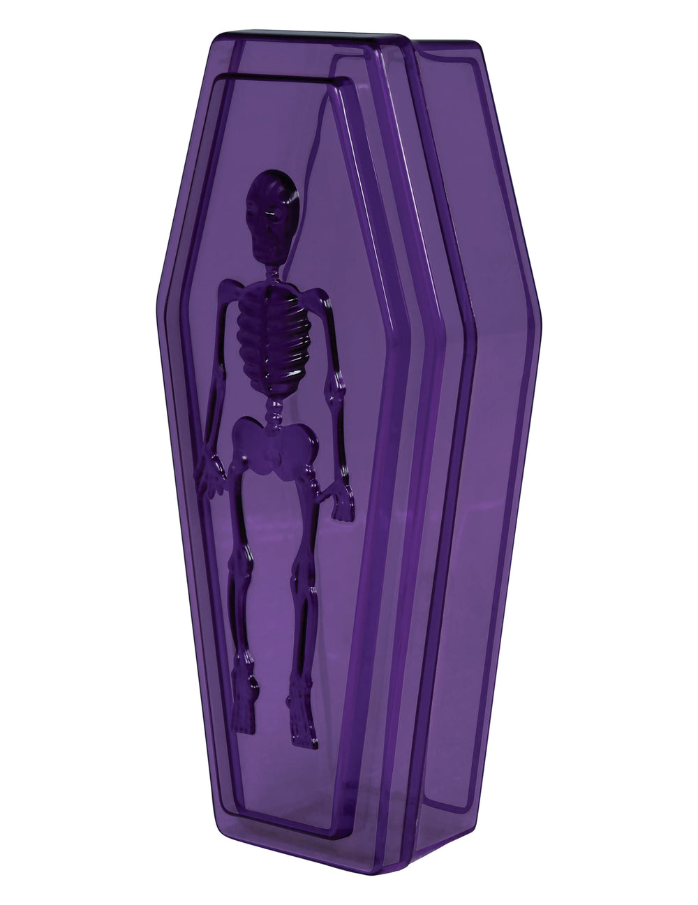 Vue de profil de la Boîte cercueil pour Halloween avec motif de squelette