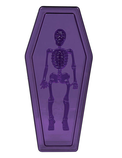 Détail du couvercle de la Boîte cercueil pour Halloween avec motif de squelette
