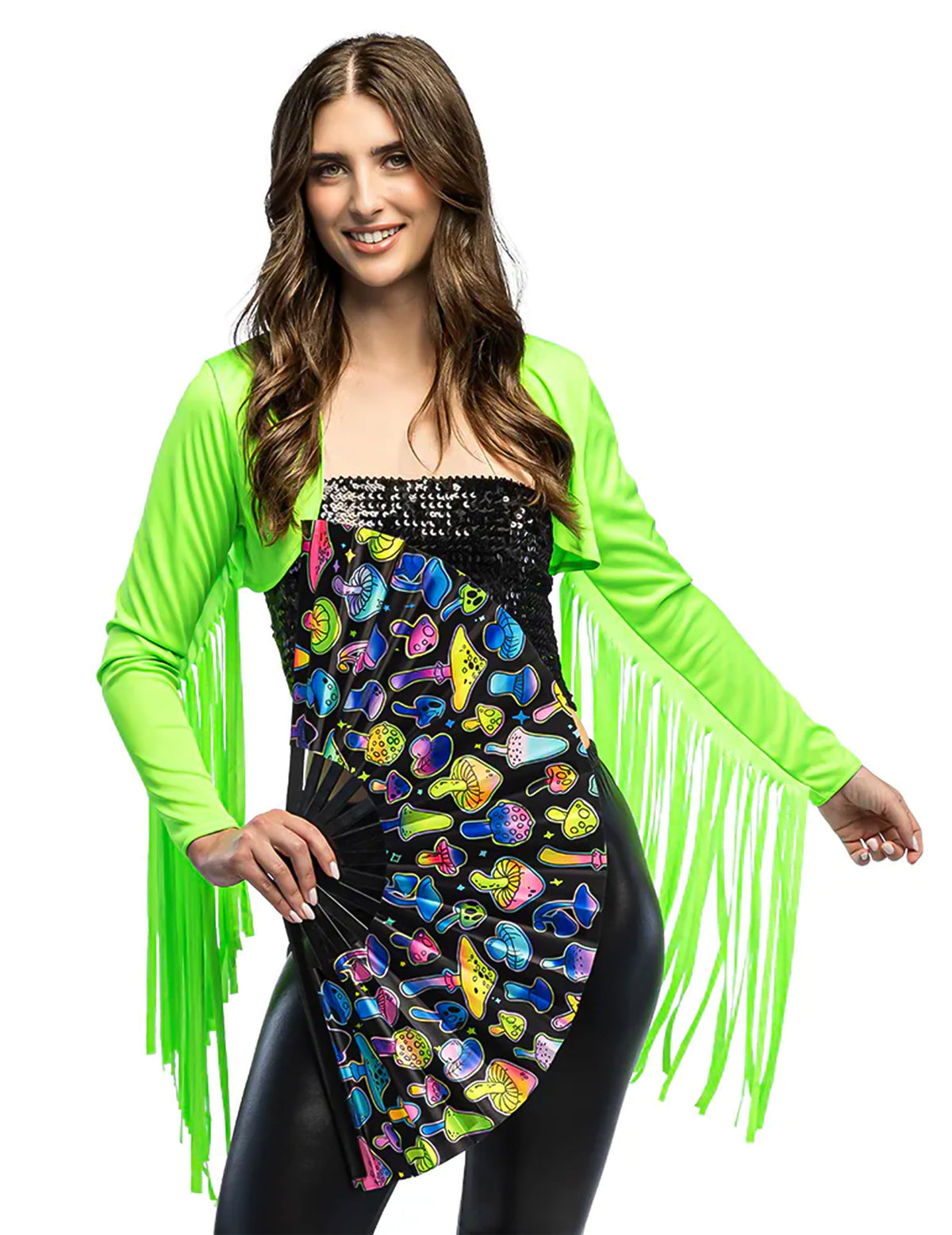 Boléro à franges vert fluo pour femme vert fluo