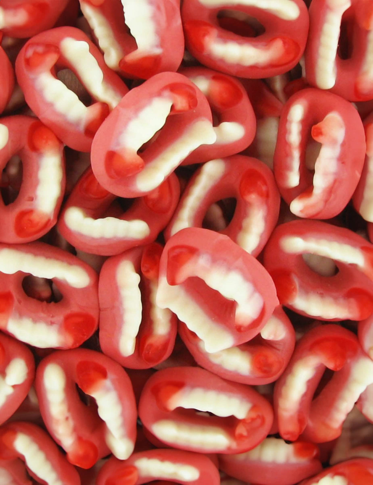 vampirski umetni zobje za halloween, rdeči in beli