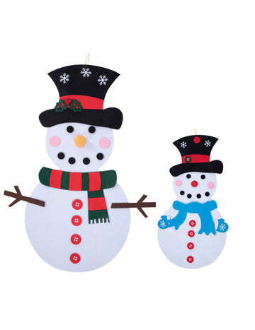 Snežak z visečimi okraski 50 x 98 cm v filcu