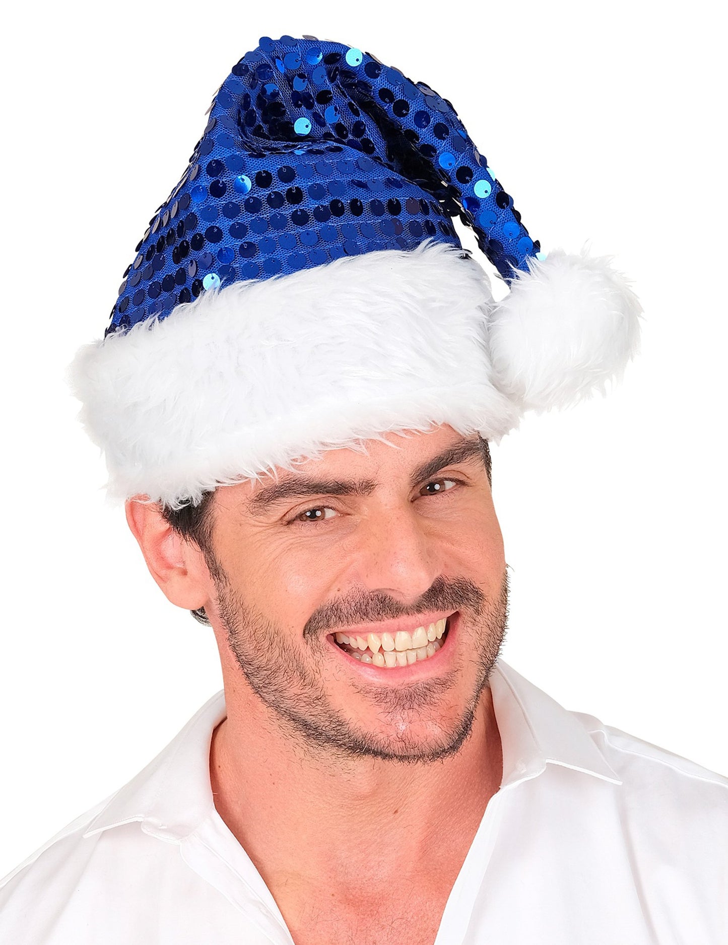 Modra bleščeča božična kapa za odrasle
