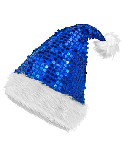 Modra bleščeča božična kapa za odrasle