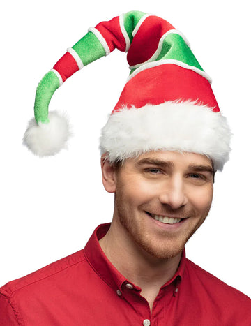 Odrasli rdeči in zeleni črtasti božični klobuk