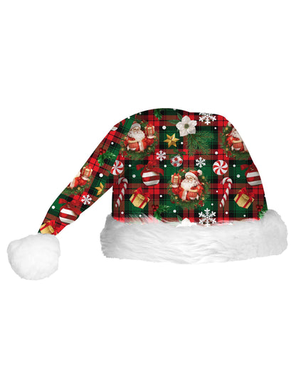 Božična kapa z vzorcem tartana za odrasle