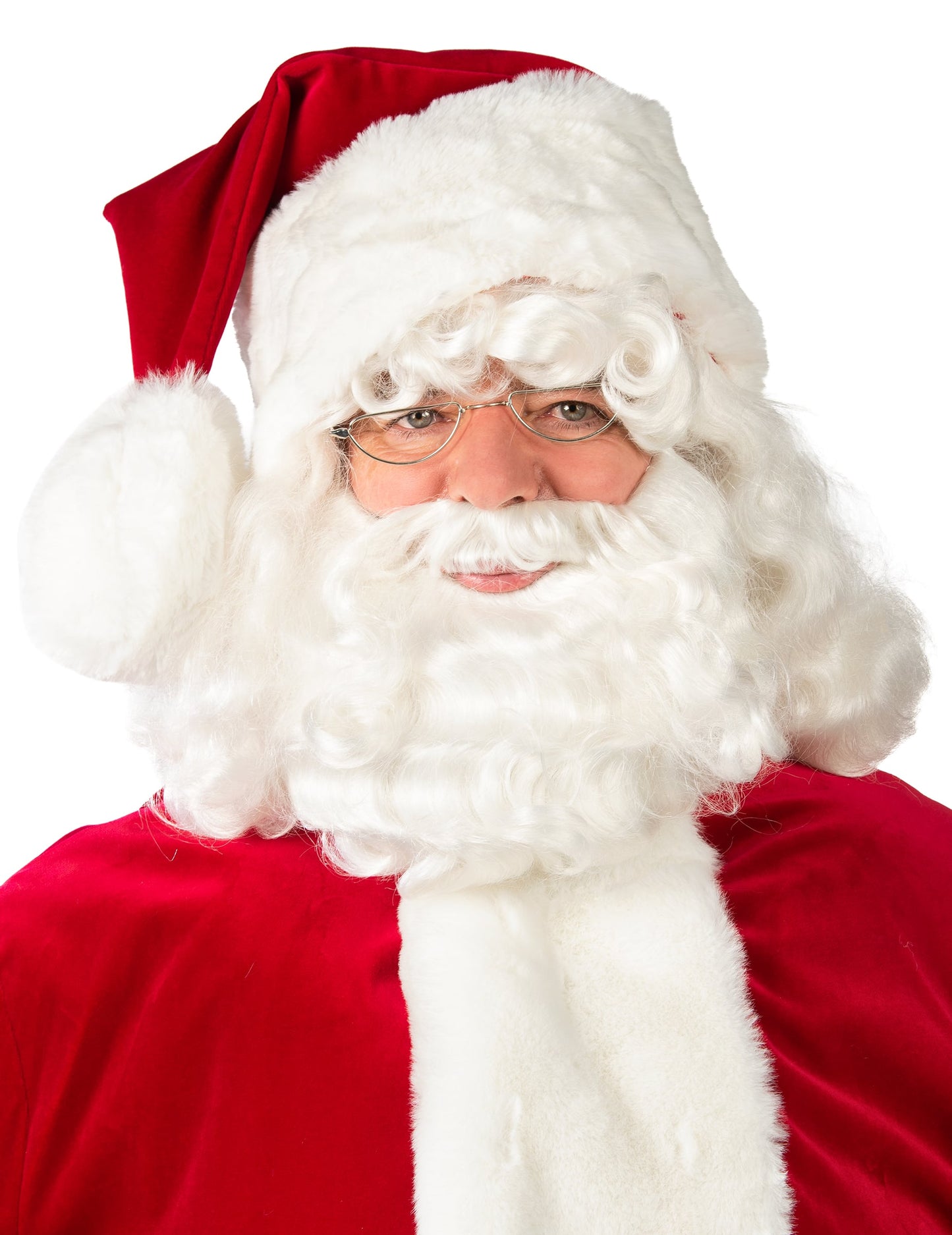 Bonnet de Père Noël Luxe pour adulte rouge et blanc avec bordure en peluche épaisse