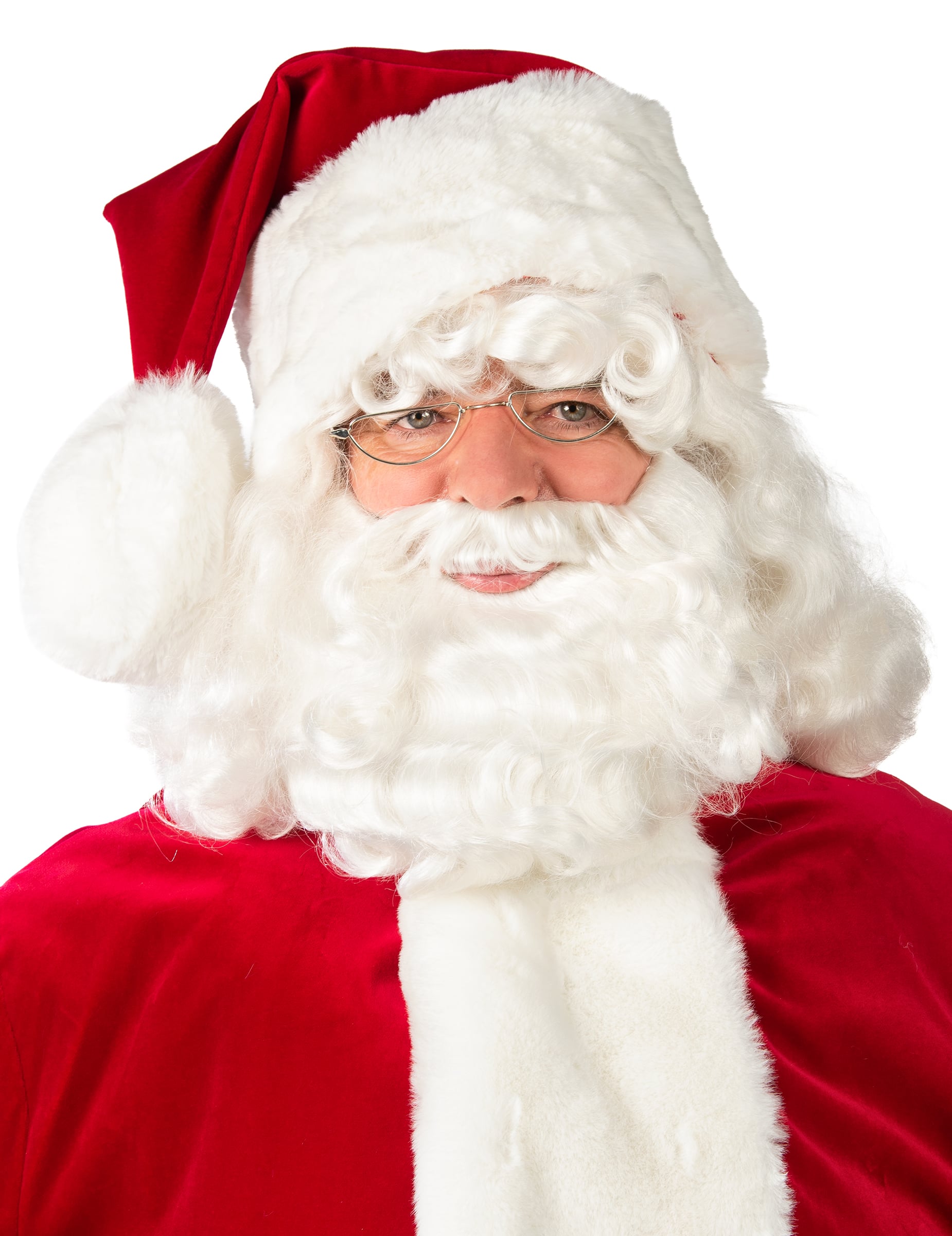 Bonnet de Père Noël Luxe pour adulte rouge et blanc avec bordure en peluche épaisse