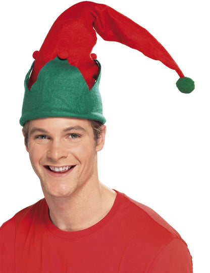 Elf božični klobuk z odraslim pompomom