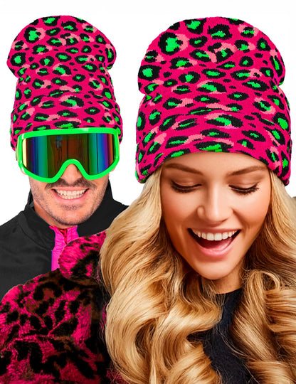 Roza in zelen fluo leopardja kapa za odrasle 