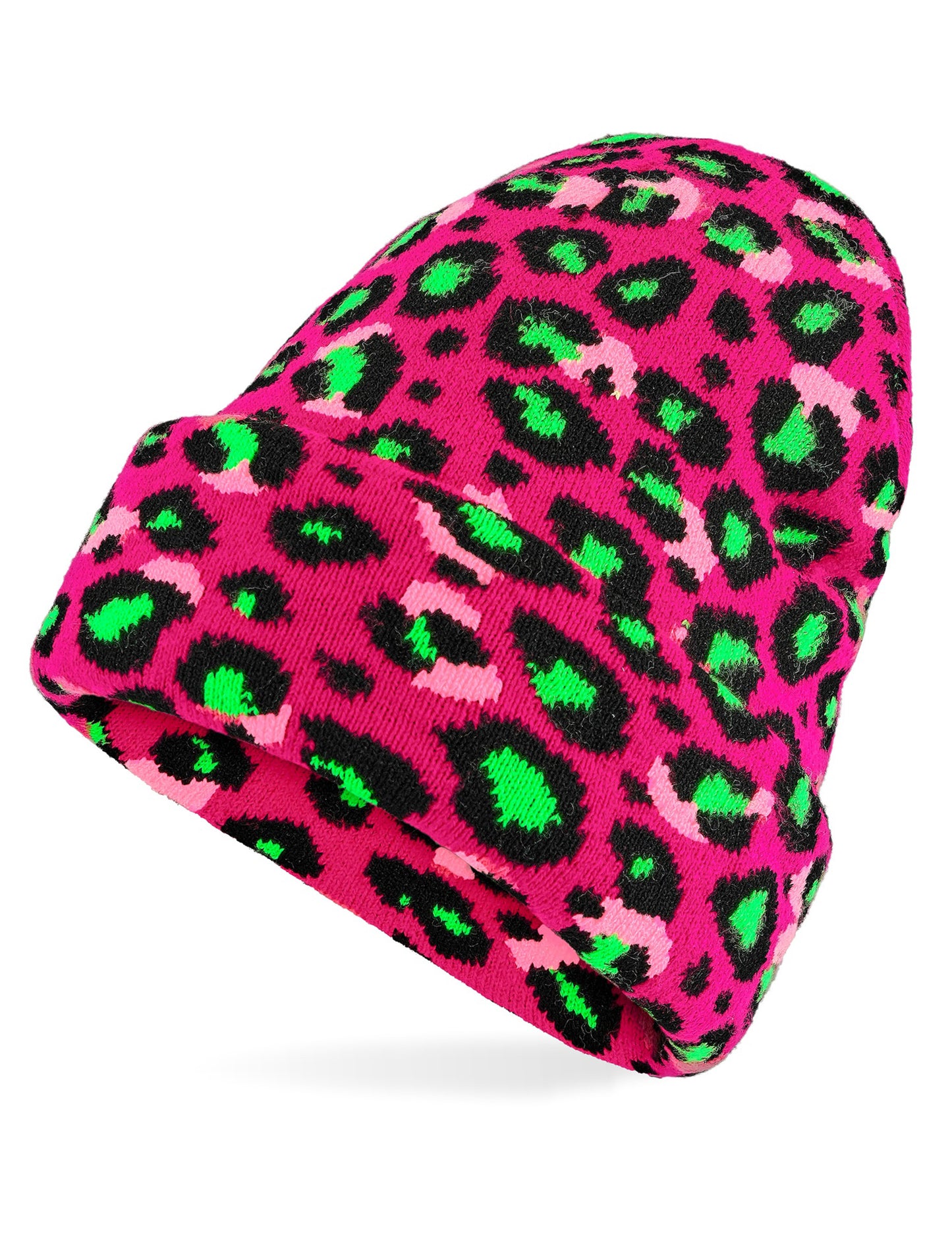Roza in zelen fluo leopardja kapa za odrasle 