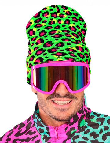 Fluorescentno zelen leopardji klobuk za odrasle 
