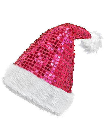 Roza bleščeča božična kapa za odrasle