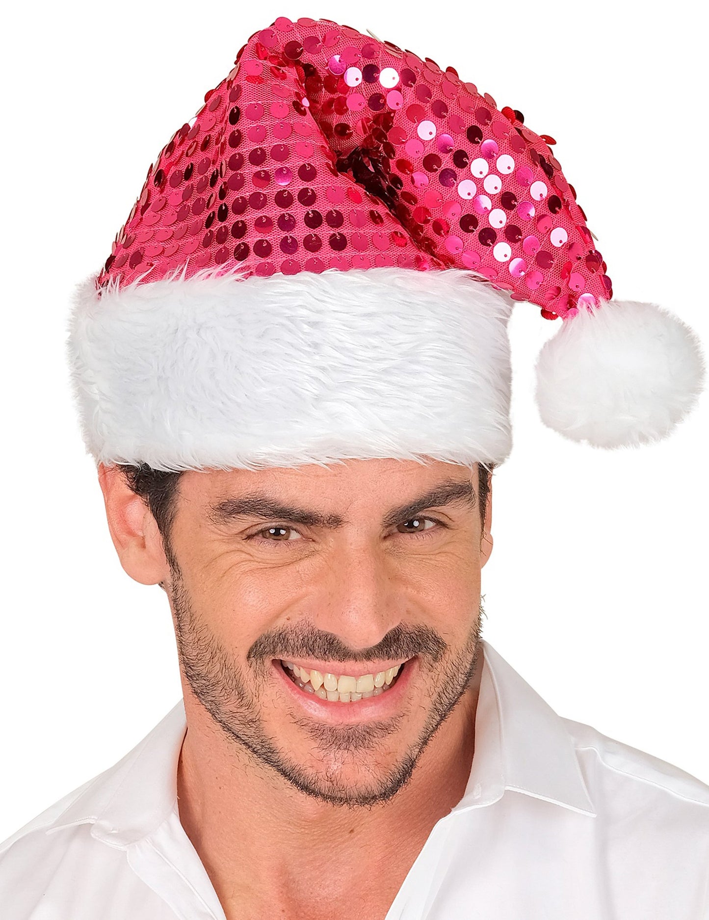 Roza bleščeča božična kapa za odrasle