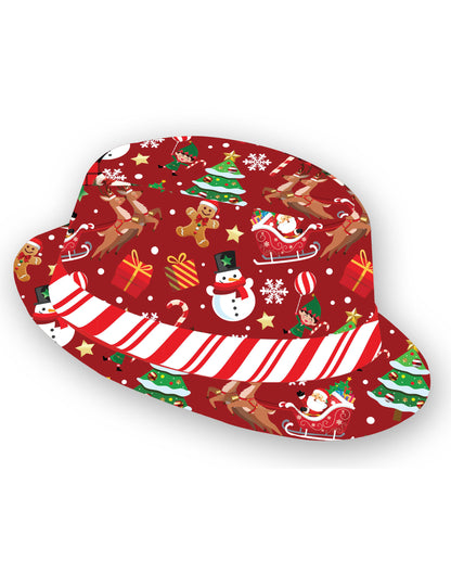 Odrasli rdeči Borsalino z božičnimi vzorci