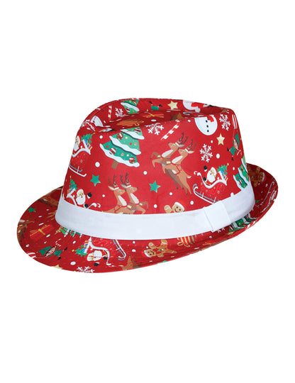 Odrasli rdeči Borsalino z božičnimi vzorci