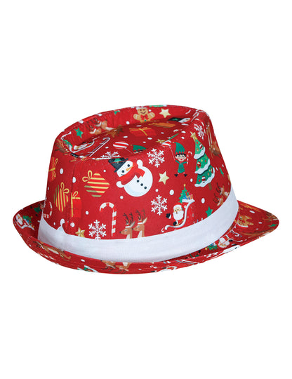 Odrasli rdeči Borsalino z božičnimi vzorci