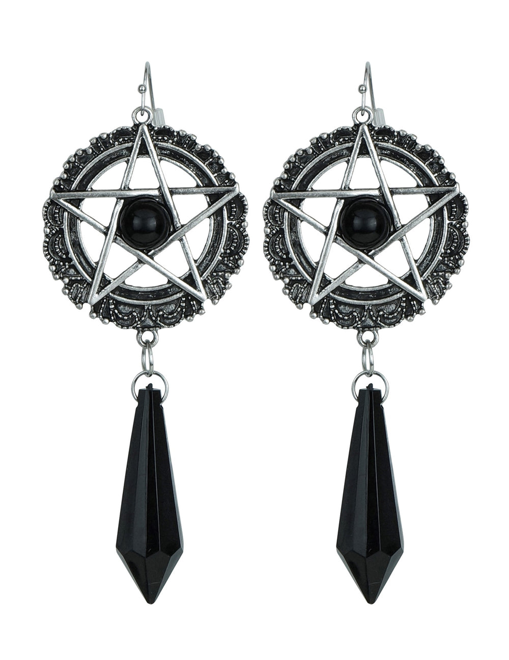 Vue de face des boucles d'oreilles étoiles sataniques