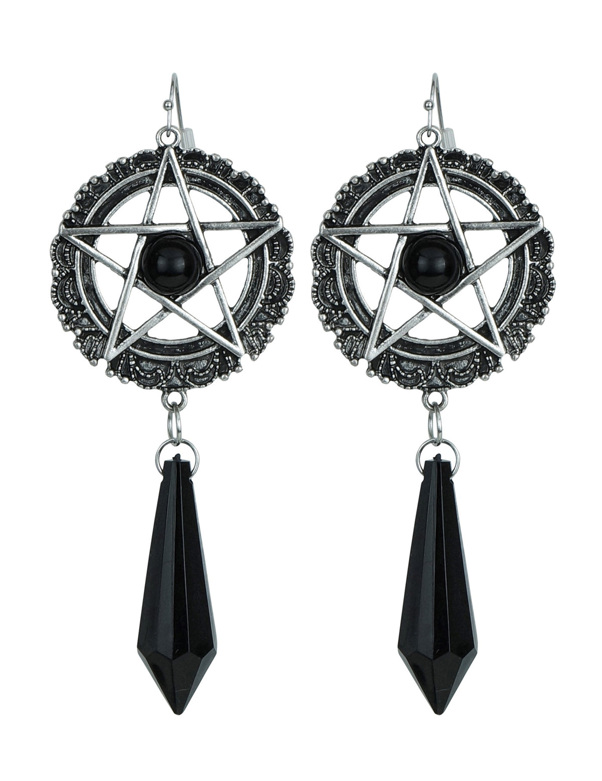 Vue de face des boucles d'oreilles étoiles sataniques