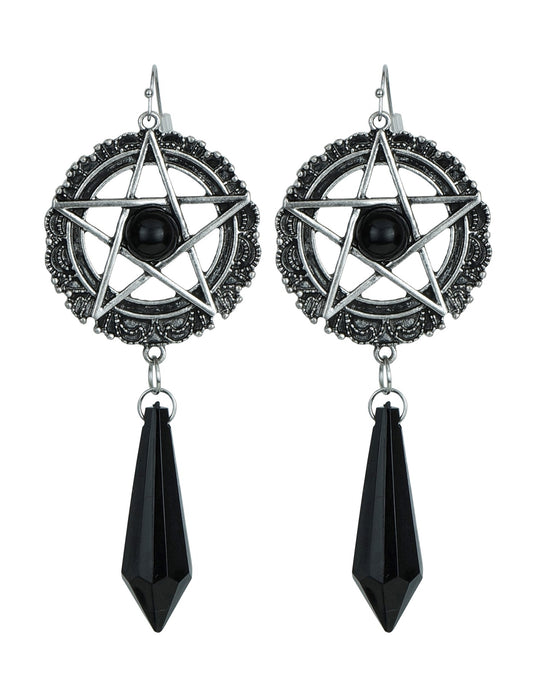 Vue de face des boucles d'oreilles étoiles sataniques