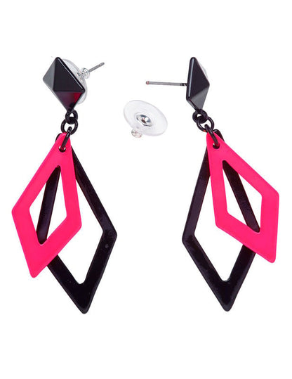 Ženski črni in roza diamantni uhani