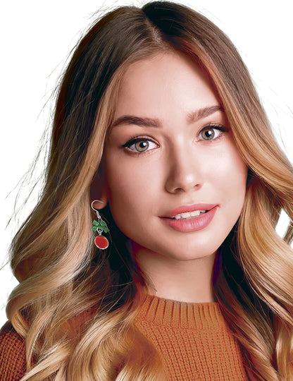 Kovinski uhani z božičnimi kroglicami