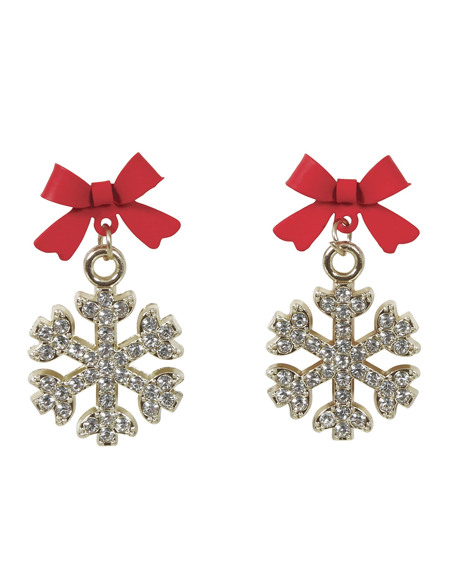 Kovinski uhani z bleščečimi snežinkami