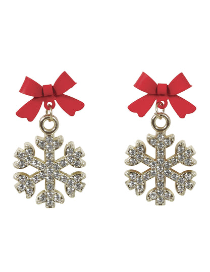 Kovinski uhani z bleščečimi snežinkami