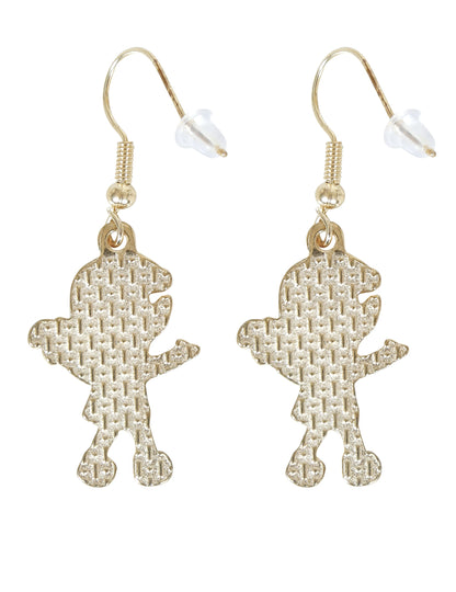 Vue de dos des boucles d'oreilles métalliques lutins de Noël