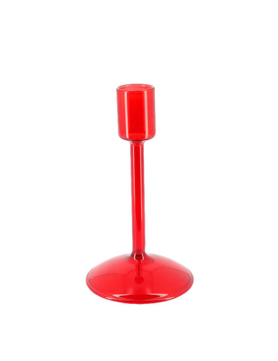 Eleganten svečnik iz rdečega stekla 15 cm
