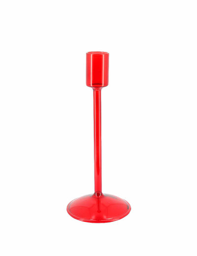 Eleganten svečnik iz rdečega stekla 20 cm