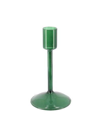 Eleganten svečnik iz temno zelenega stekla 15 cm