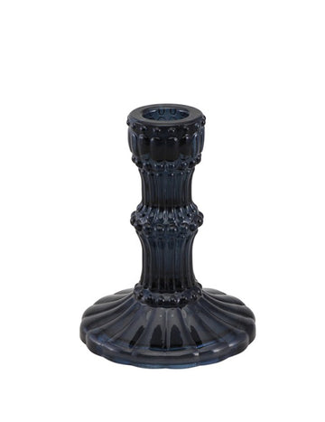 Bougeoir en verre noir 12 cm