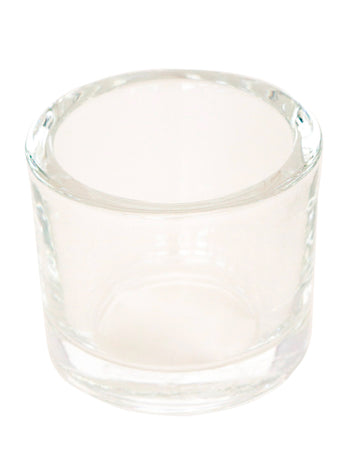 Okrogel prozoren steklen svečnik za čajne svečke