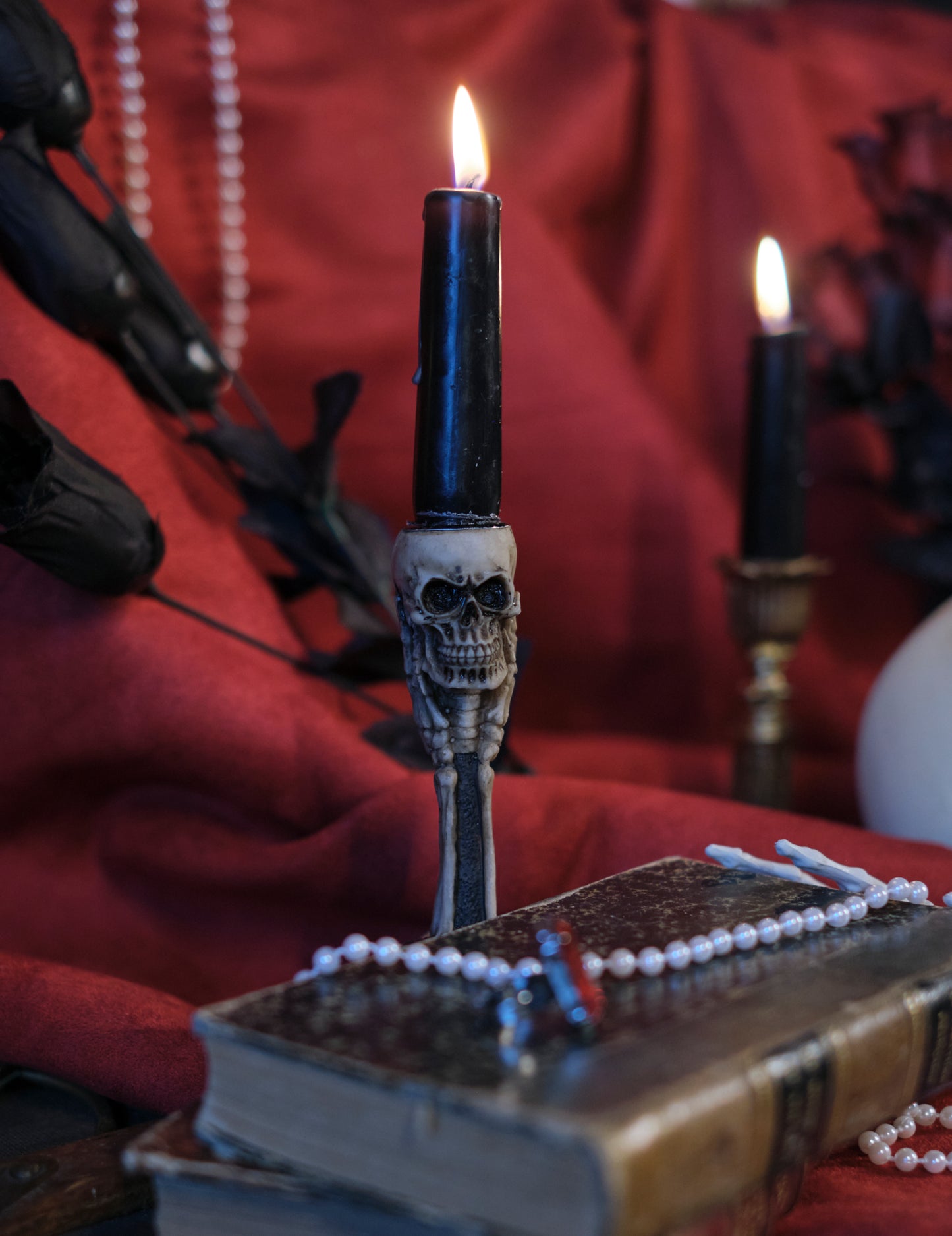 Kosti in lobanje držalo sveče 12.5 cm